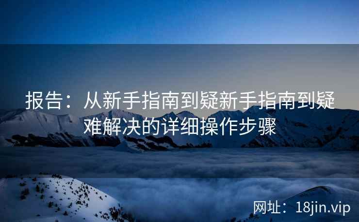 报告：从新手指南到疑新手指南到疑难解决的详细操作步骤